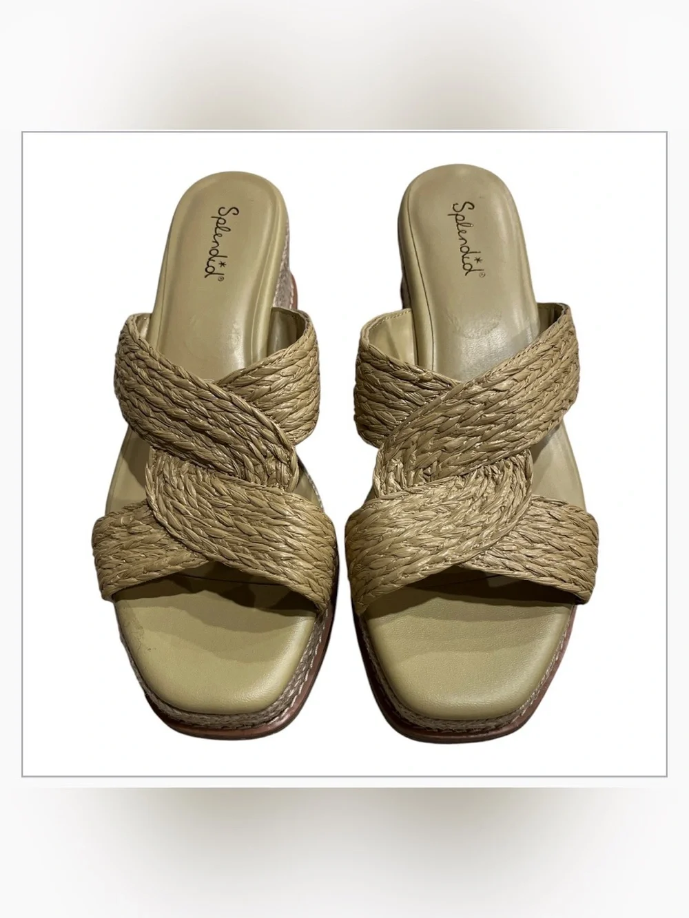 Splendid Women's Daria Wedge Sandal in natural raffia, Size 9.5